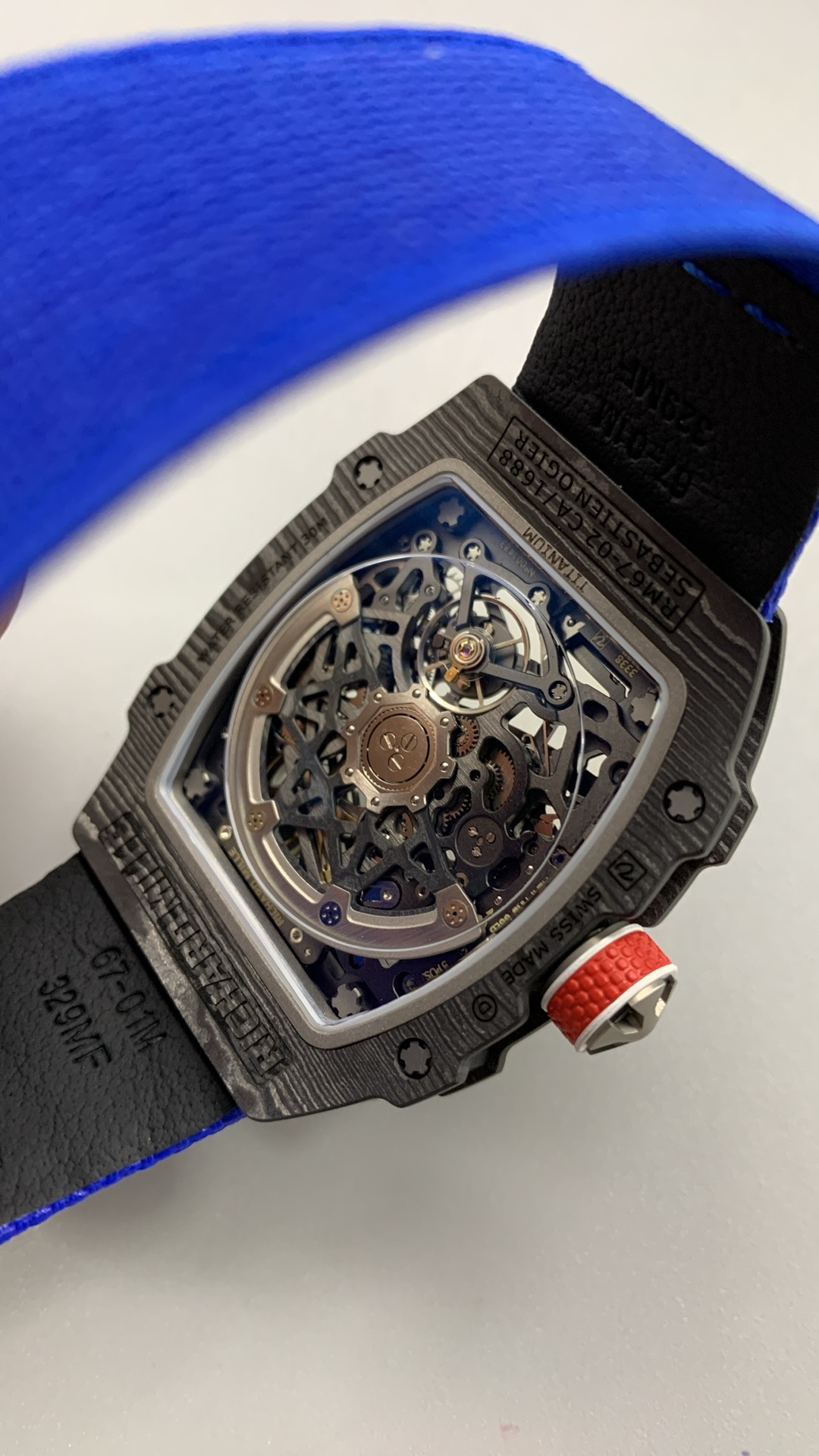 Richard Mille RM67-02 | 38.7 × 47.52MM | 錶殼 Carbon TPT® + Quartz TPT® | 鏤空錶盤 | CRMA7 自動上鍊機芯