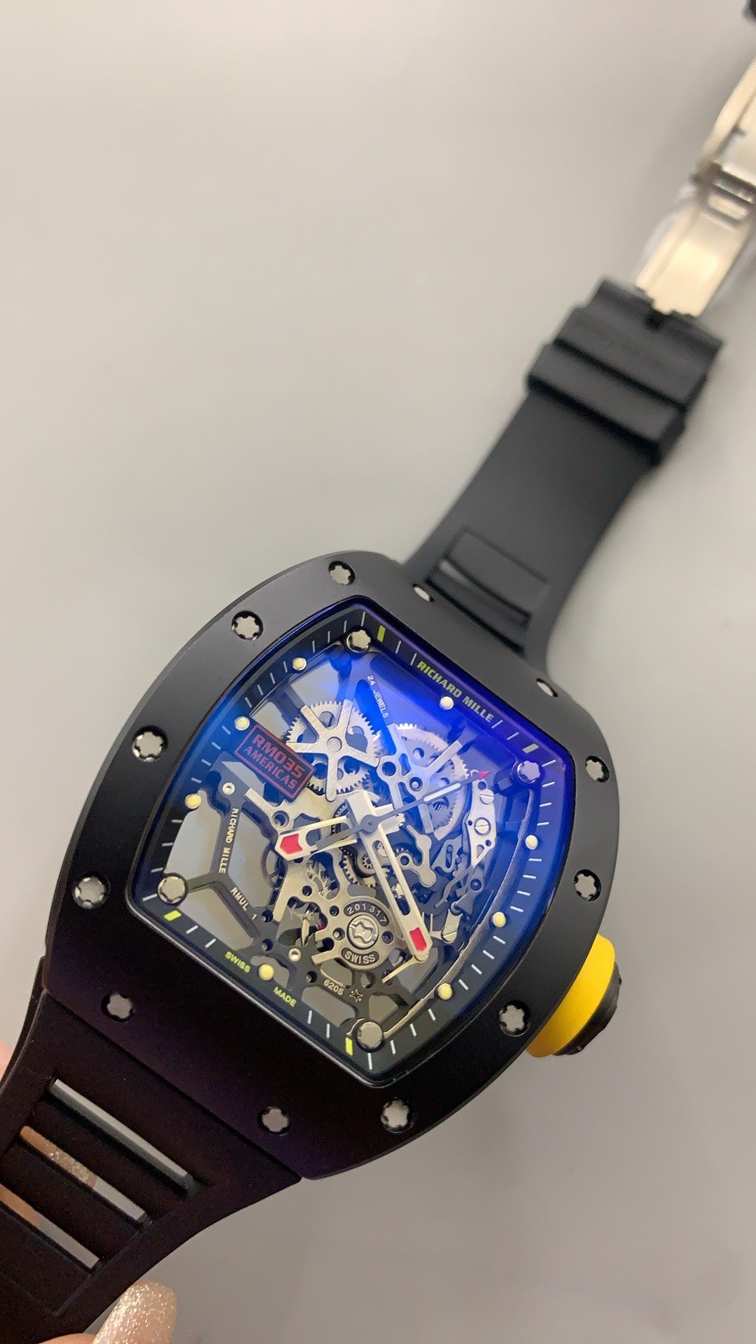 Richard Mille RM35-09 | 42MM | ตัวเรือนคาร์บอนไฟเบอร์ NTPT + โครงไทเทเนียม | หน้าปัดสเกเลตัน | กลไกอัตโนมัติ RMAL2