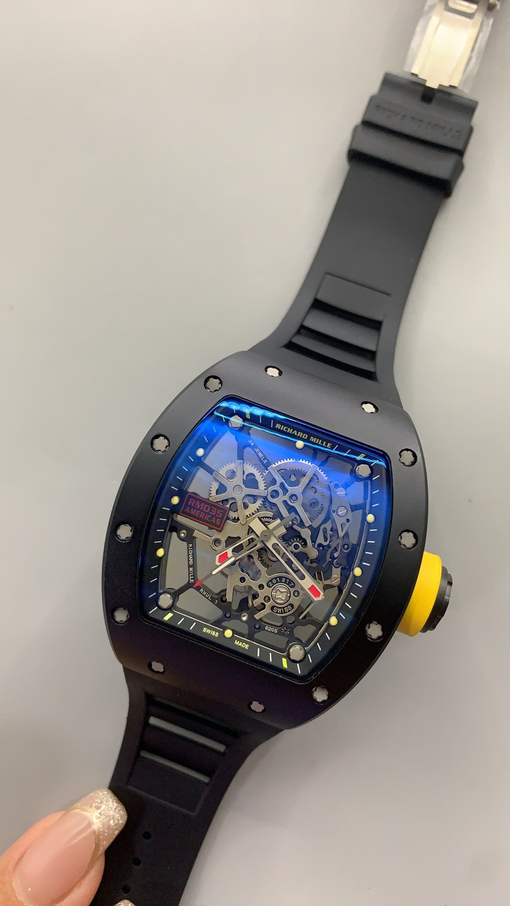 Richard Mille RM35-09 | 42MM | ตัวเรือนคาร์บอนไฟเบอร์ NTPT + โครงไทเทเนียม | หน้าปัดสเกเลตัน | กลไกอัตโนมัติ RMAL2