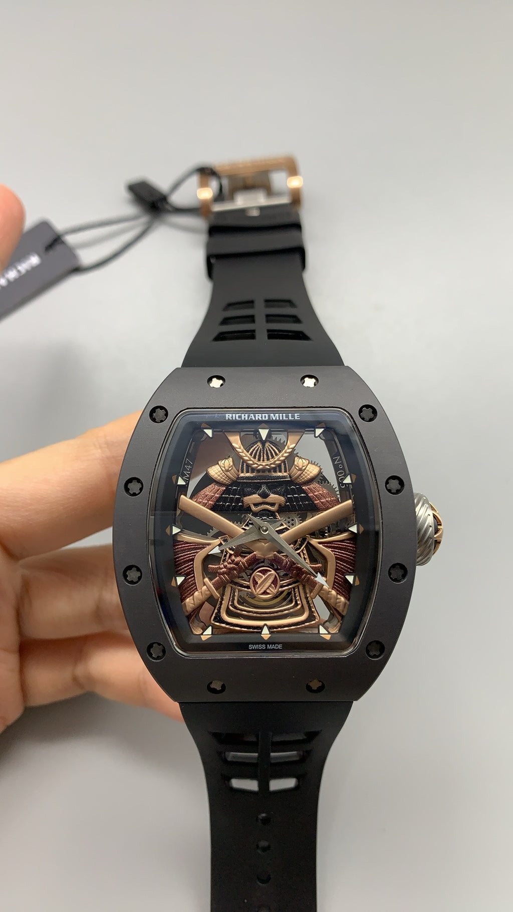 Richard Mille RM035 Black Phantom | 42MM | ตัวเรือนคาร์บอนไฟเบอร์ NTPT + โครงไทเทเนียม | โทนสีดำด้านทั้งเรือน | หน้าปัดสเกเลตัน | กลไกไขลานมือ RMUL1