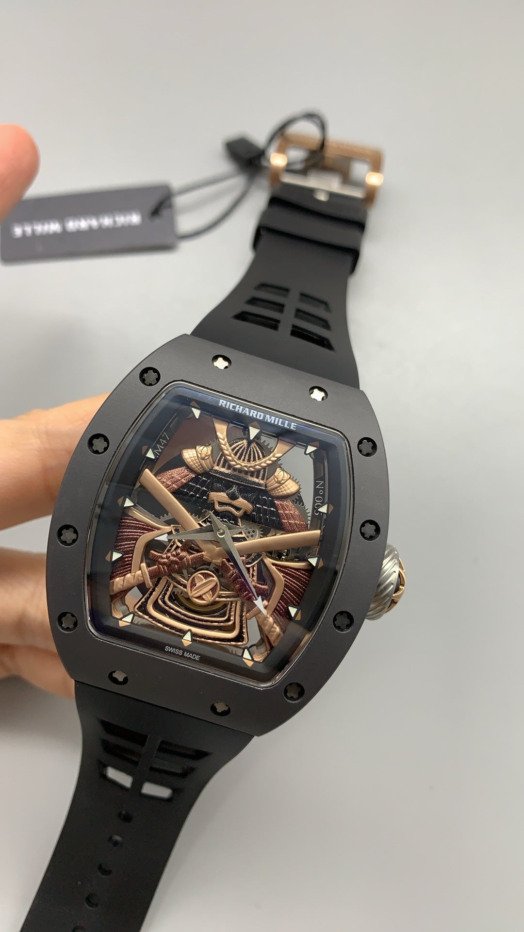 Richard Mille RM035 Black Phantom | 42MM | ตัวเรือนคาร์บอนไฟเบอร์ NTPT + โครงไทเทเนียม | โทนสีดำด้านทั้งเรือน | หน้าปัดสเกเลตัน | กลไกไขลานมือ RMUL1