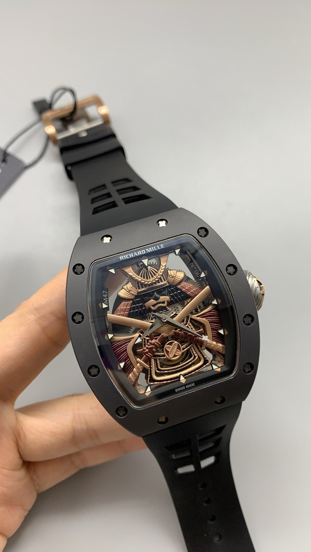Richard Mille RM035 Black Phantom | 42MM | ตัวเรือนคาร์บอนไฟเบอร์ NTPT + โครงไทเทเนียม | โทนสีดำด้านทั้งเรือน | หน้าปัดสเกเลตัน | กลไกไขลานมือ RMUL1
