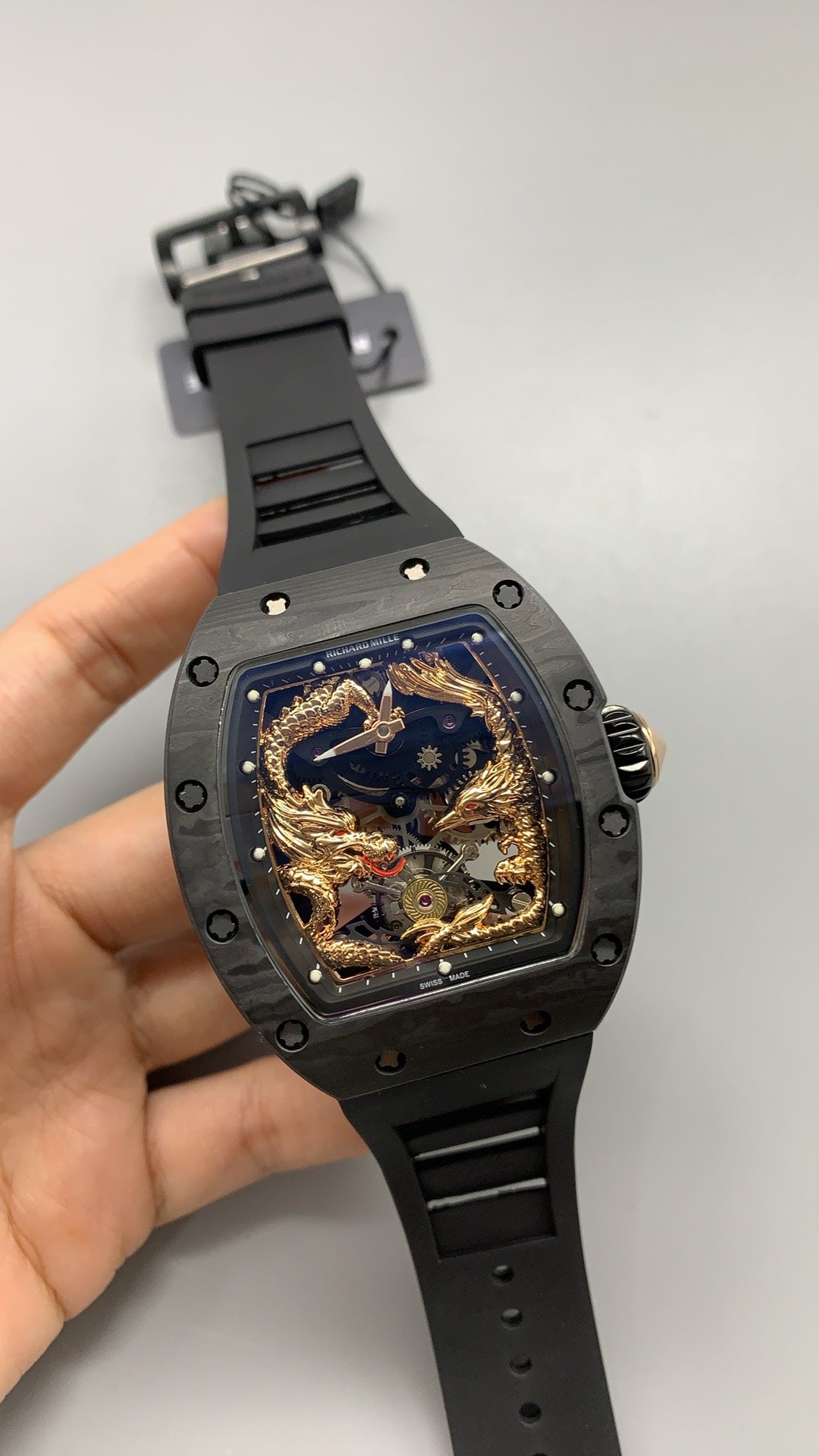 Richard Mille RM57-03 Dragon & Phoenix | 42.7MM | ตัวเรือนโรสโกลด์ | หน้าปัดประติมากรรมมังกร-ฟีนิกซ์ | กลไกไขลานมือ Flying Tourbillon