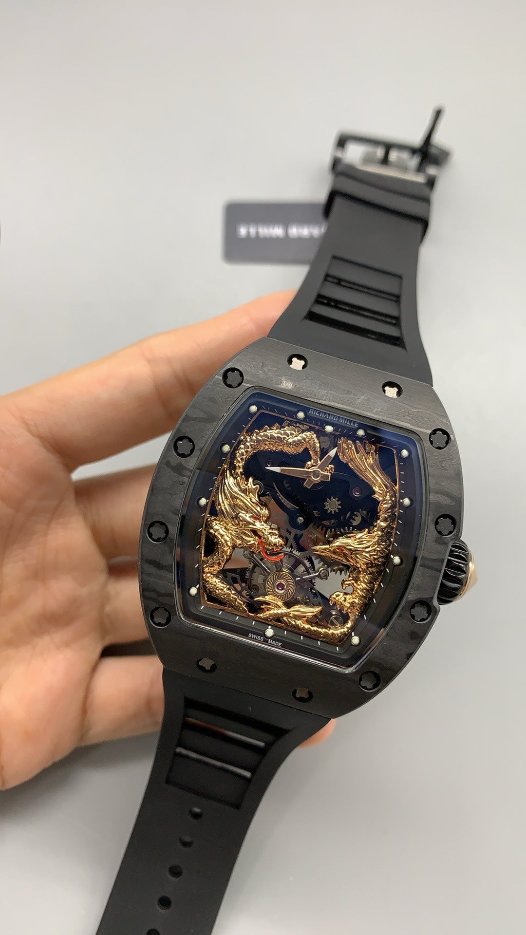 Richard Mille RM57-03 Dragon & Phoenix | 42.7MM | ตัวเรือนโรสโกลด์ | หน้าปัดประติมากรรมมังกร-ฟีนิกซ์ | กลไกไขลานมือ Flying Tourbillon