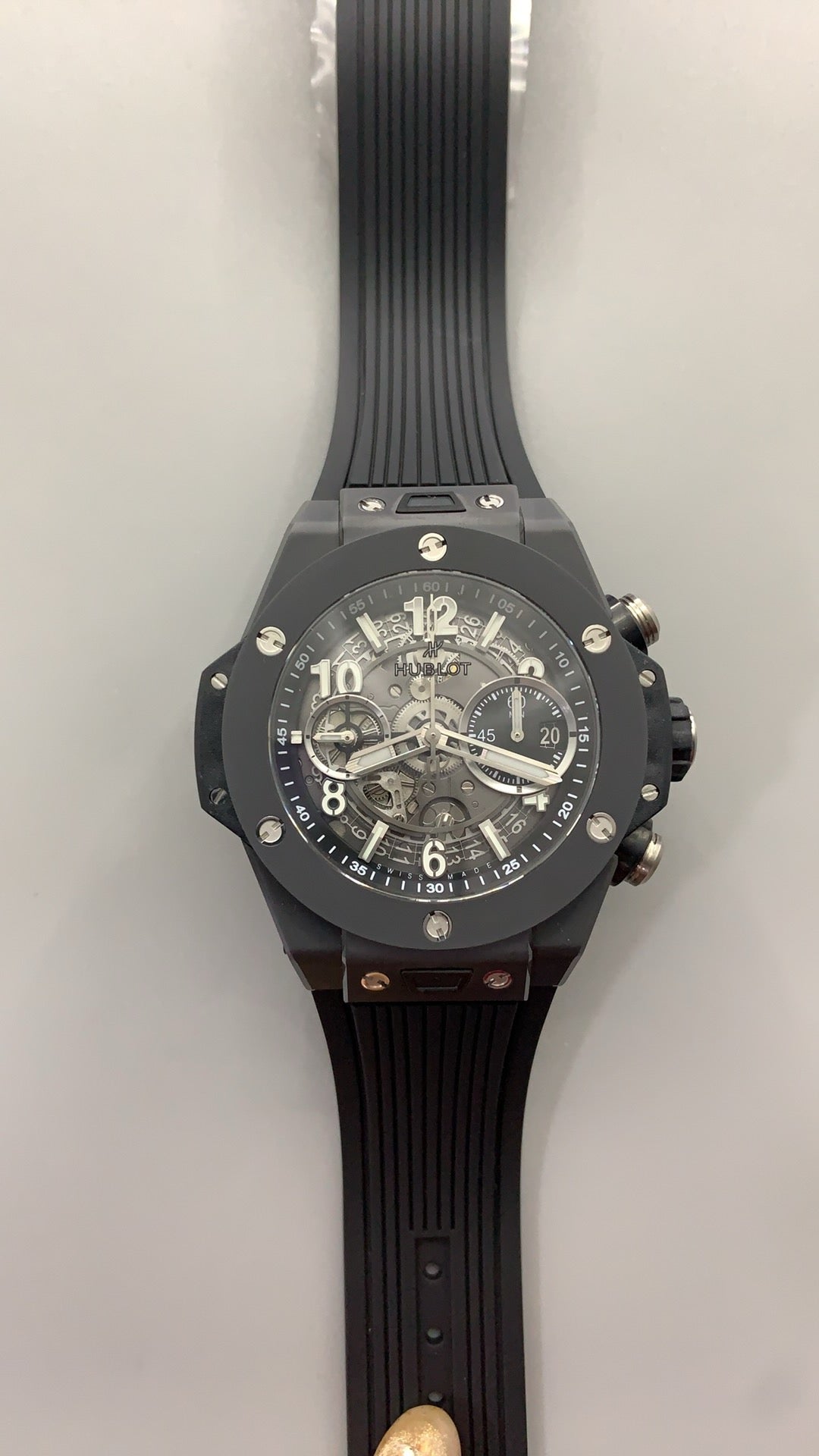 Hublot Big Bang Chronograph | 44MM | ตัวเรือนเซรามิกสีดำ | หน้าปัดสเกเลตัน | จับเวลา Chronograph | กลไกอัตโนมัติ HUB4100