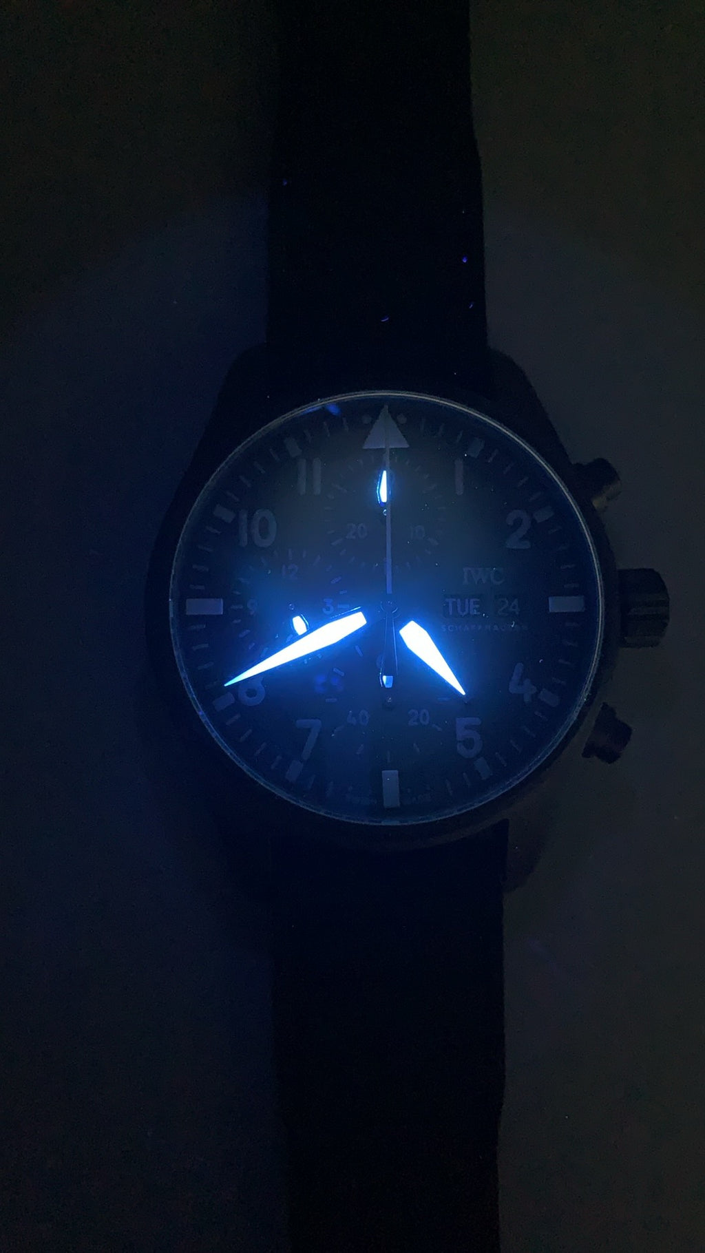 IWC Pilot’s Watch Chronograph Top Gun | 44.5MM | ตัวเรือนเซรามิกสีดำ | สายยางสีดำ | กลไกอัตโนมัติ