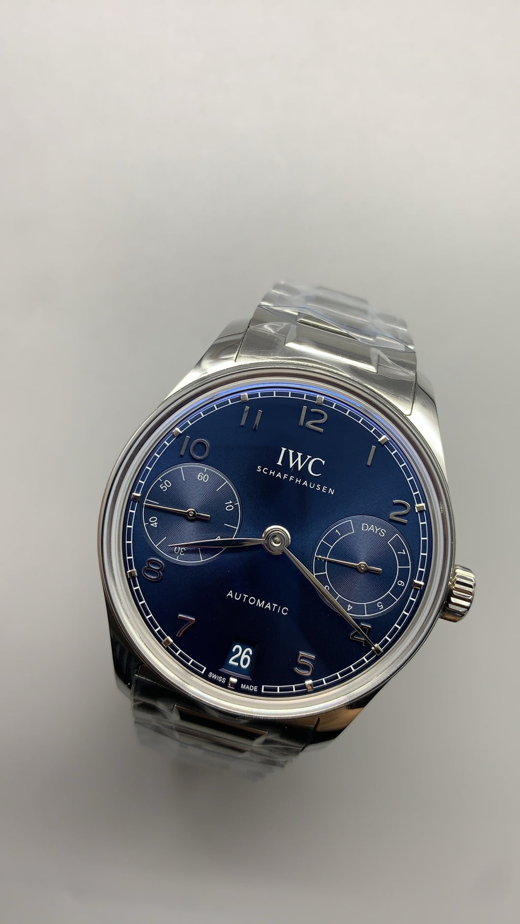 IWC Portugieser Automatic 7 Days | 42MM | ตัวเรือนสแตนเลส | หน้าปัดสีน้ำเงิน | สายเหล็ก | กลไกอัตโนมัติ Cal.52010