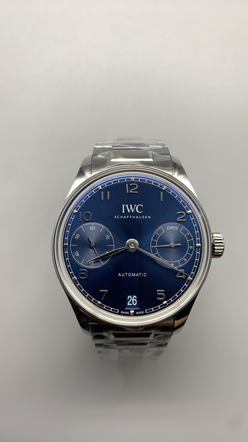 IWC Portugieser Automatic 7 Days | 42MM | ตัวเรือนสแตนเลส | หน้าปัดสีน้ำเงิน | สายเหล็ก | กลไกอัตโนมัติ Cal.52010