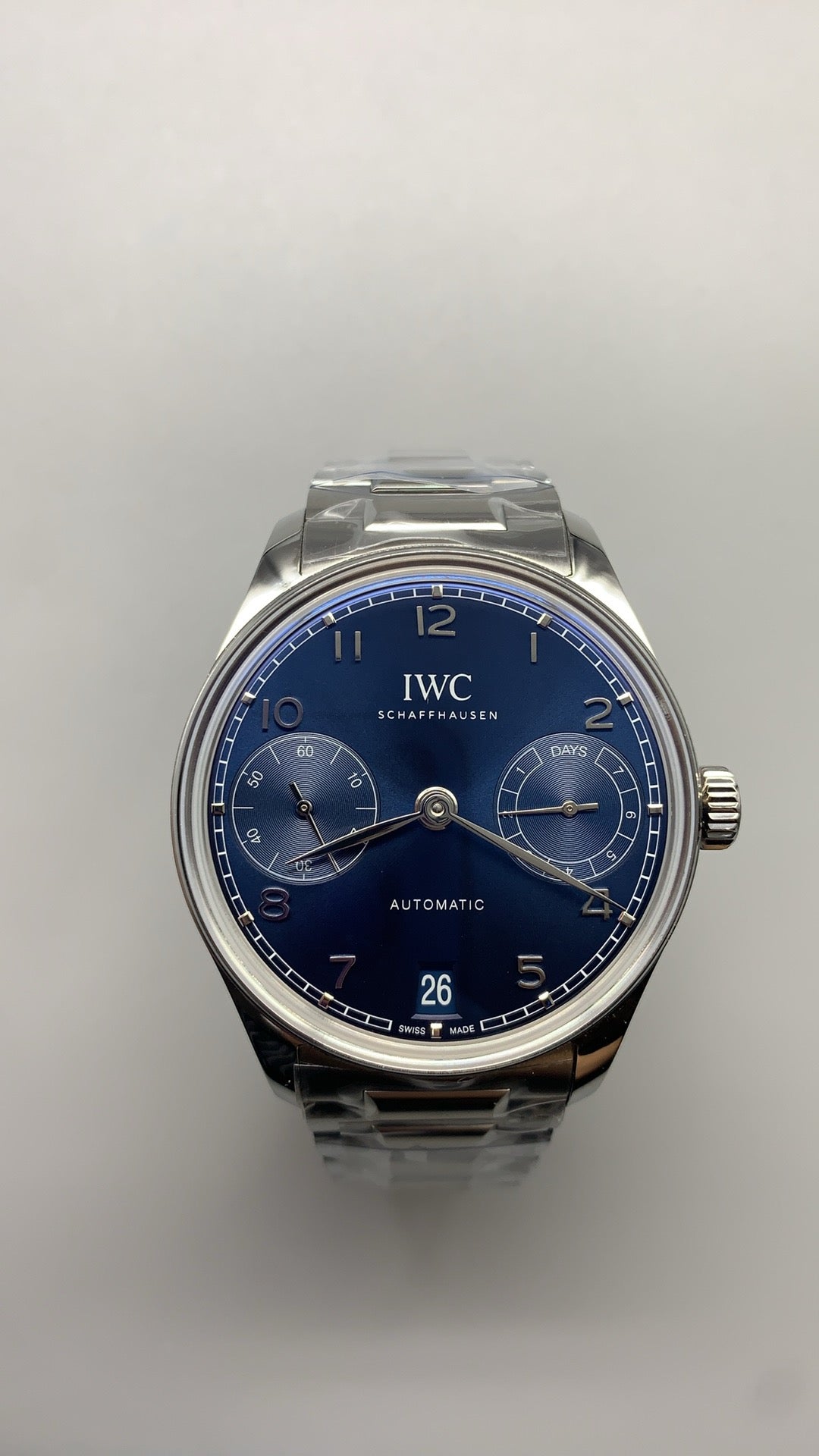 IWC Portugieser Automatic 7 Days | 42MM | ตัวเรือนสแตนเลส | หน้าปัดสีน้ำเงิน | สายเหล็ก | กลไกอัตโนมัติ Cal.52010