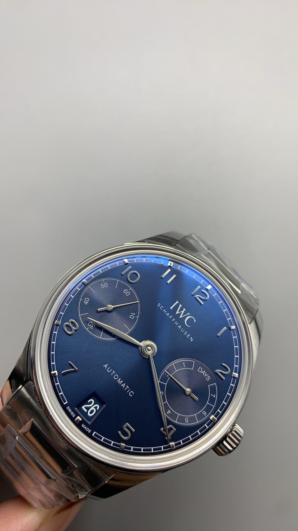 IWC Portugieser Automatic 7 Days | 42MM | ตัวเรือนสแตนเลส | หน้าปัดสีน้ำเงิน | สายเหล็ก | กลไกอัตโนมัติ Cal.52010