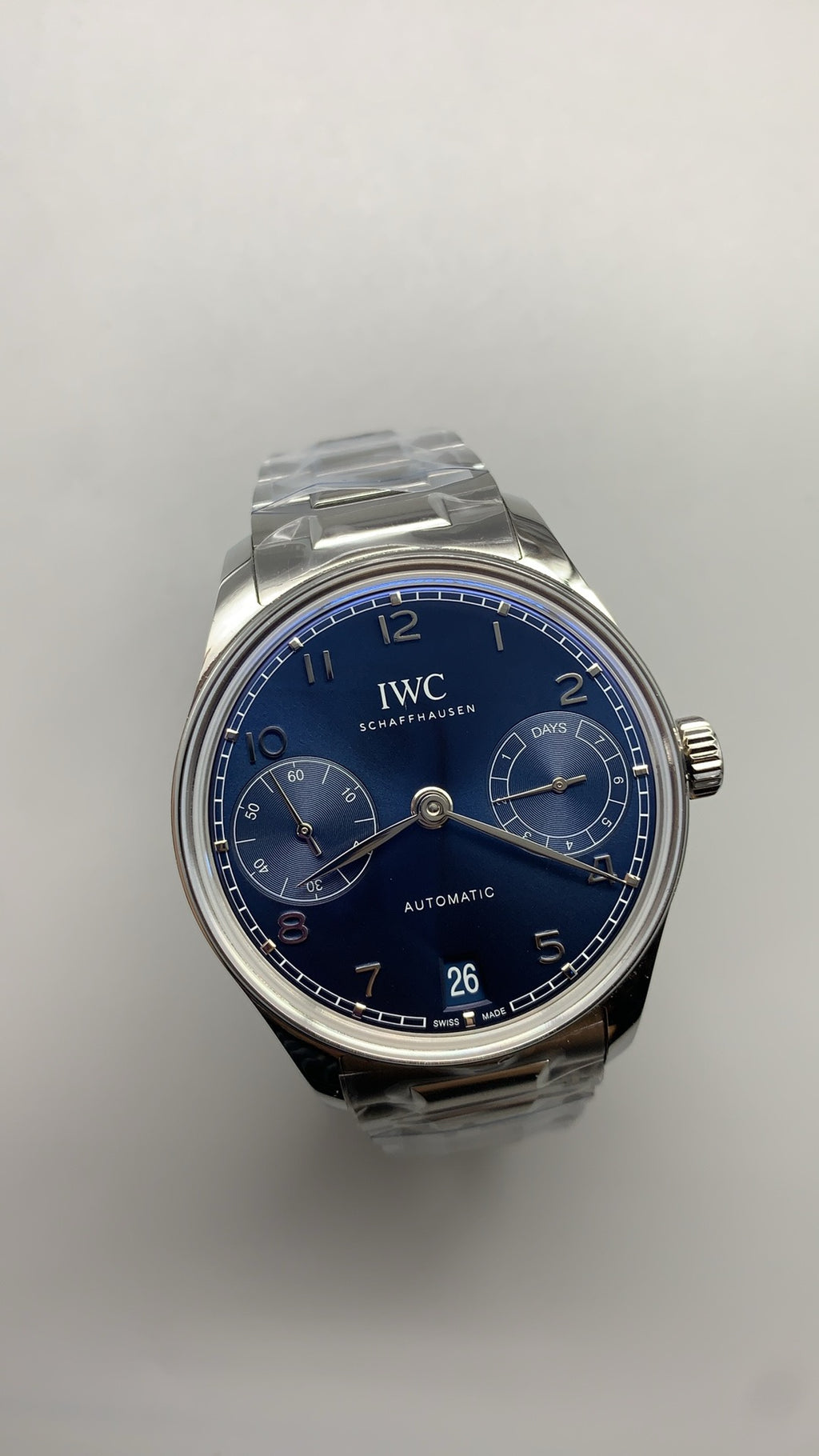 IWC Portugieser Automatic 7 Days | 42MM | ตัวเรือนสแตนเลส | หน้าปัดสีน้ำเงิน | สายเหล็ก | กลไกอัตโนมัติ Cal.52010