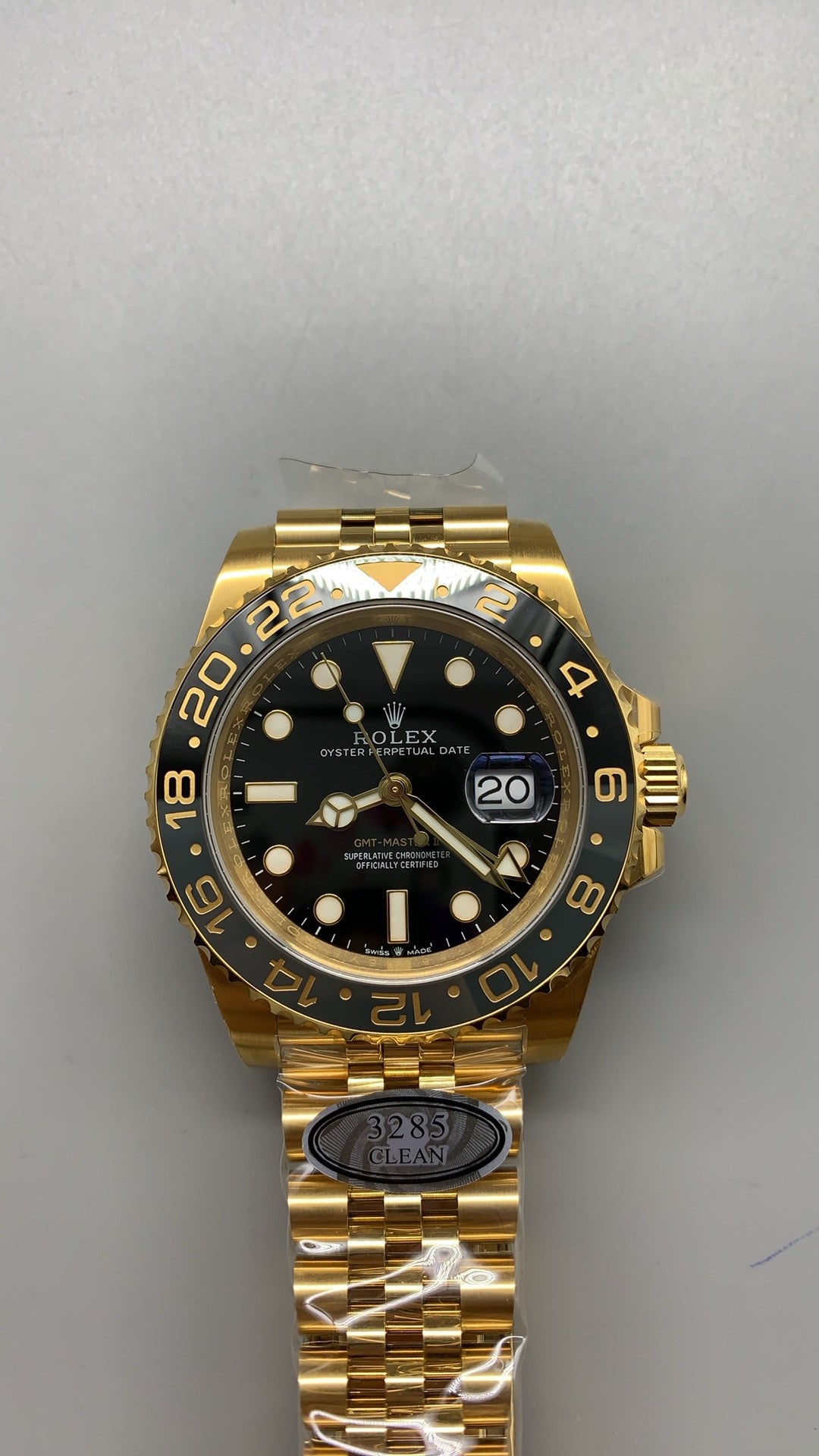Rolex GMT-Master II 40MM | ขอบเซรามิกสีดำ-เทา (ขอบไข่เยี่ยวม้า) | ตัวเรือนสแตนเลสเคลือบสีทอง PVD | กลไกอัตโนมัติ Cal.3285