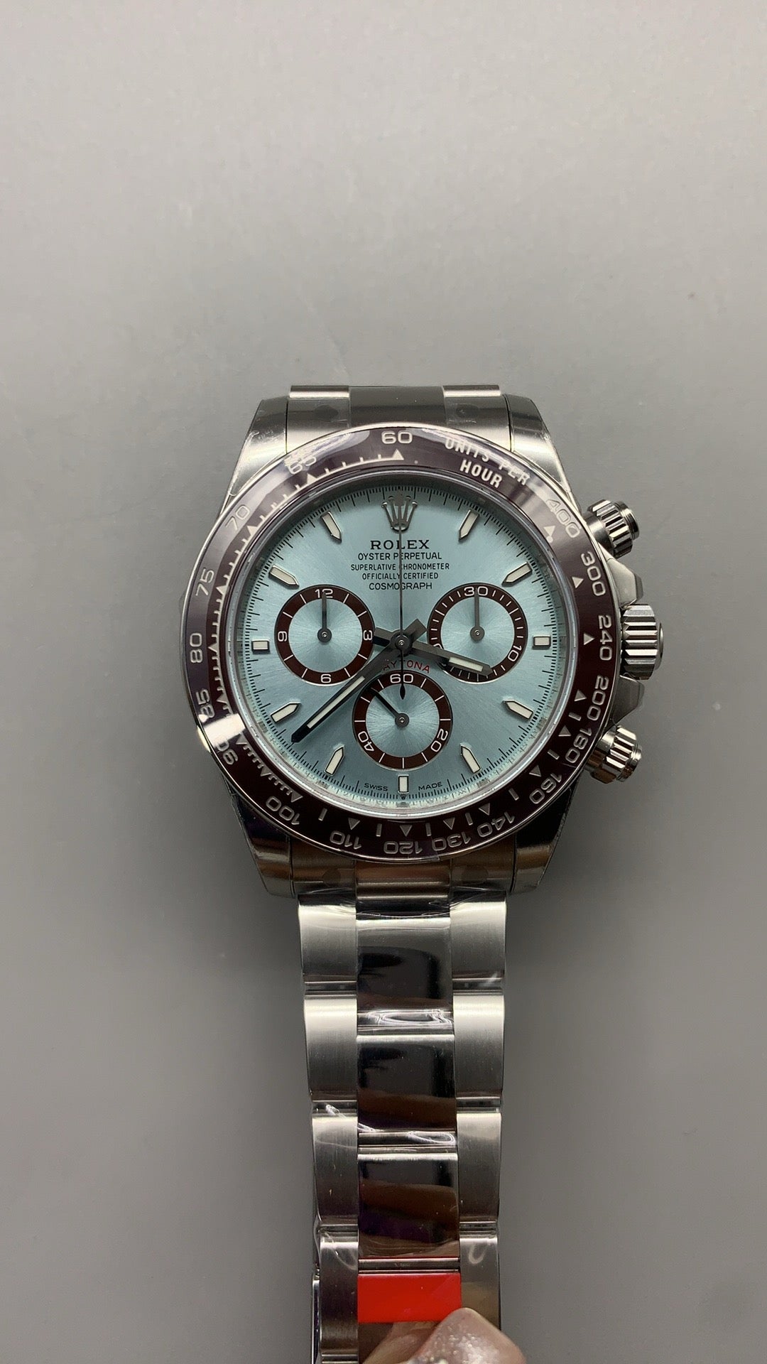 Rolex Daytona 40MM | หน้าปัดสีฟ้าน้ำแข็ง | ตัวเรือนสแตนเลสเคลือบสีแพลทินัม PVD | กลไกอัตโนมัติ Cal.4131