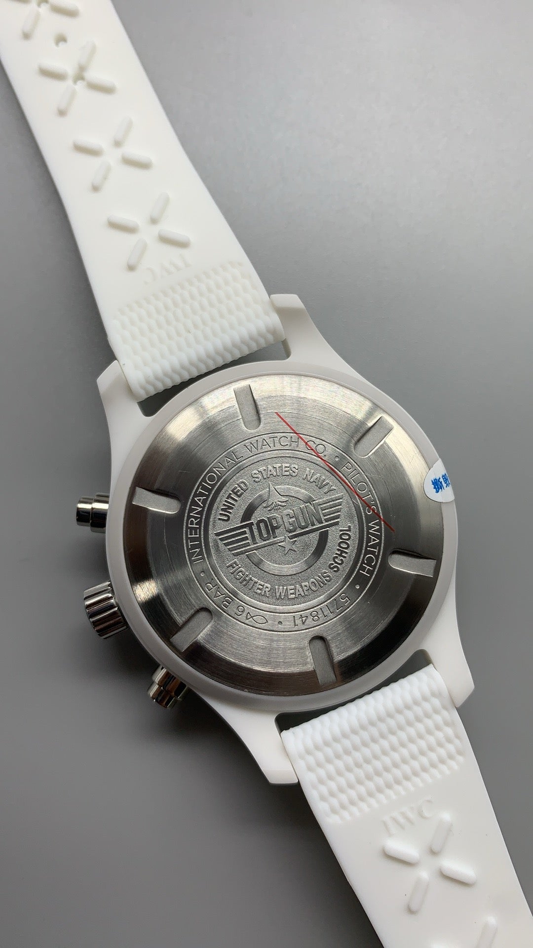 IWC Pilot's Watch Chronograph TOP GUN Lake Tahoe | 44.5MM | ตัวเรือนเซรามิกสีขาว | ฟังก์ชันจับเวลา | หน้าปัดสีดำ | สายยางสีขาว | กลไกอัตโนมัติ Cal.69380