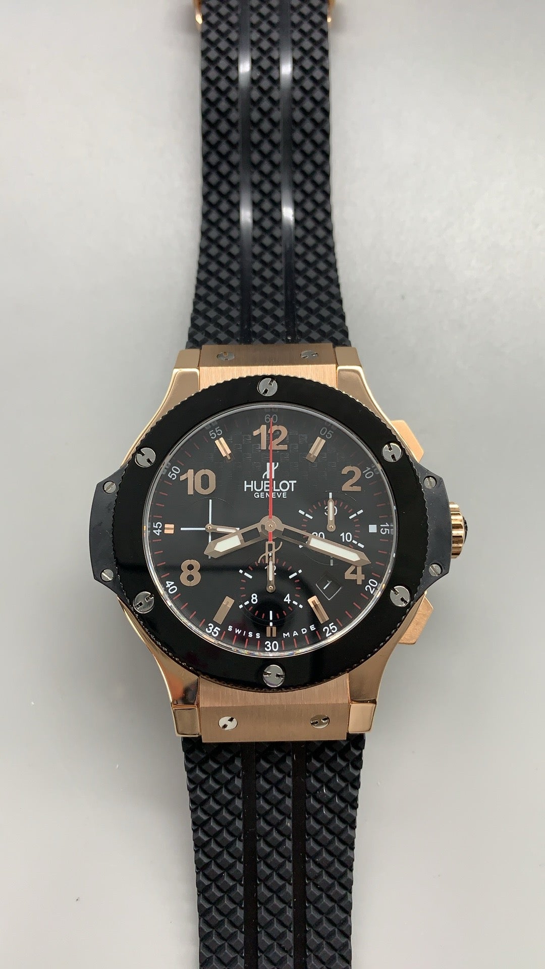 Hublot Big Bang Chronograph | 44MM | ตัวเรือนสแตนเลสสตีลเคลือบสีโรสโกลด์แบบ PVD | หน้าปัดสเกเลตัน | จับเวลา Chronograph | กลไกอัตโนมัติ HUB4100