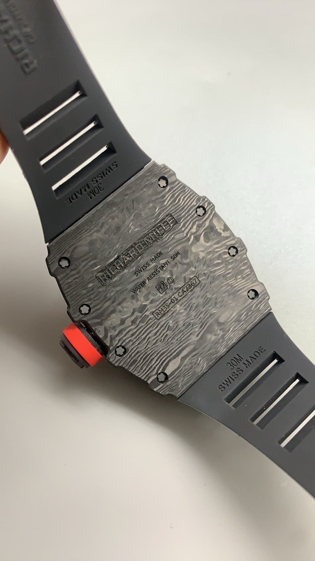 Richard Mille RM35-01 | 42MM | ตัวเรือนคาร์บอนไฟเบอร์ NTPT + โครงไทเทเนียม | หน้าปัดสเกเลตัน | กลไกไขลานมือ RMUL3