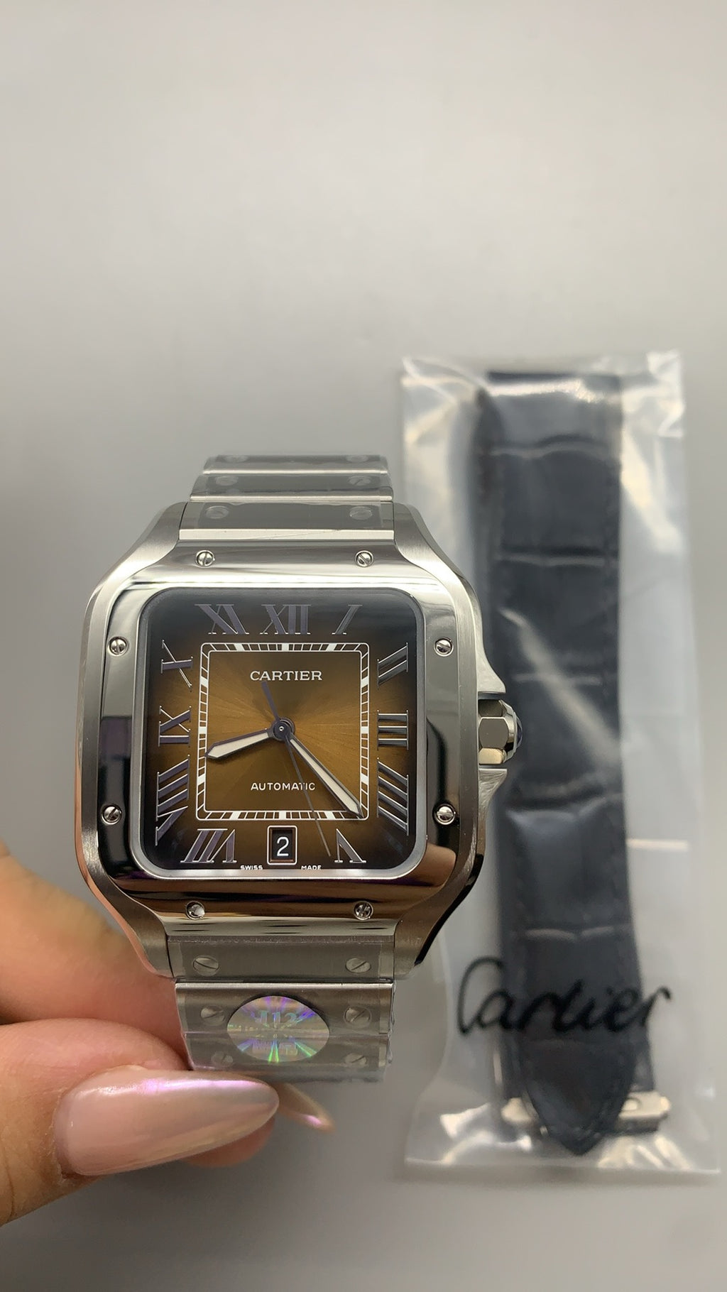 Cartier Santos de Cartier | ขนาด 40 มม. (Large) | หน้าปัดสีน้ำตาล | อัตโนมัติ