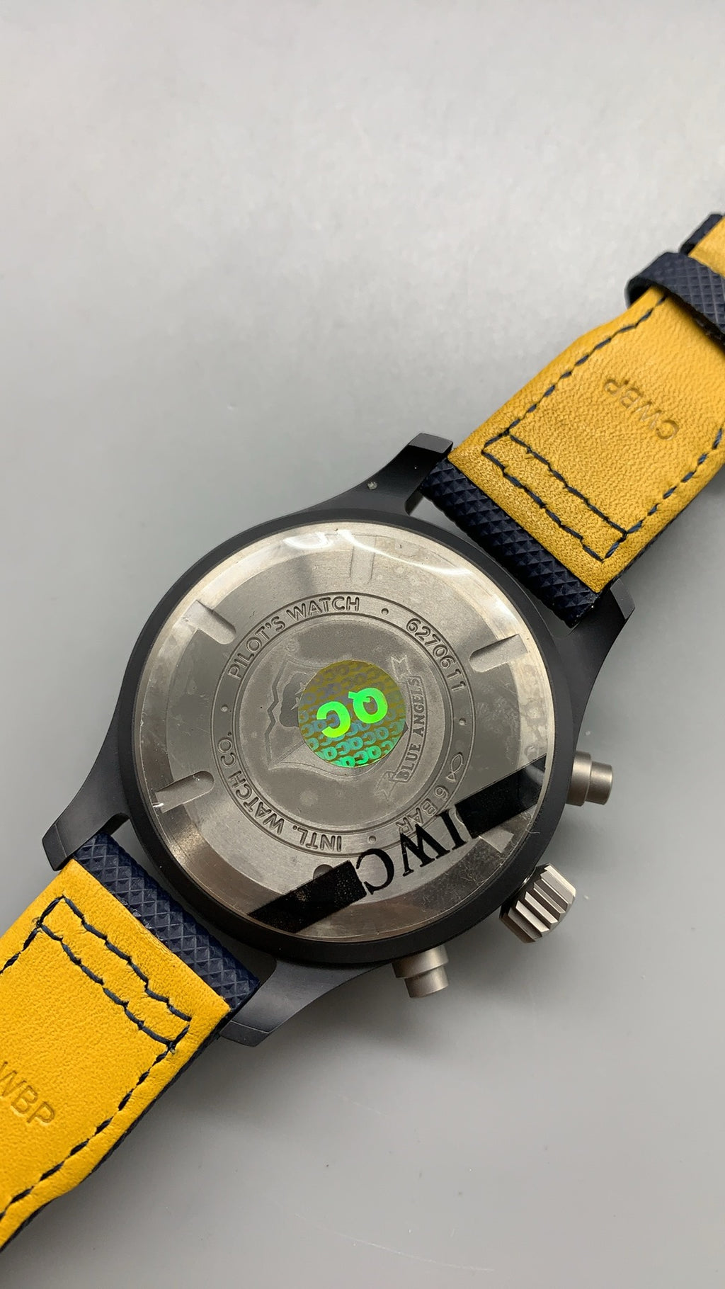 IWC Pilot's Watch Chronograph Blue Angels | 44.5MM | ตัวเรือนเซรามิกสีดำ | ฟังก์ชันจับเวลา | หน้าปัดสีน้ำเงิน | สายผ้าไนลอนสีน้ำเงิน | กลไกอัตโนมัติ Cal.89361