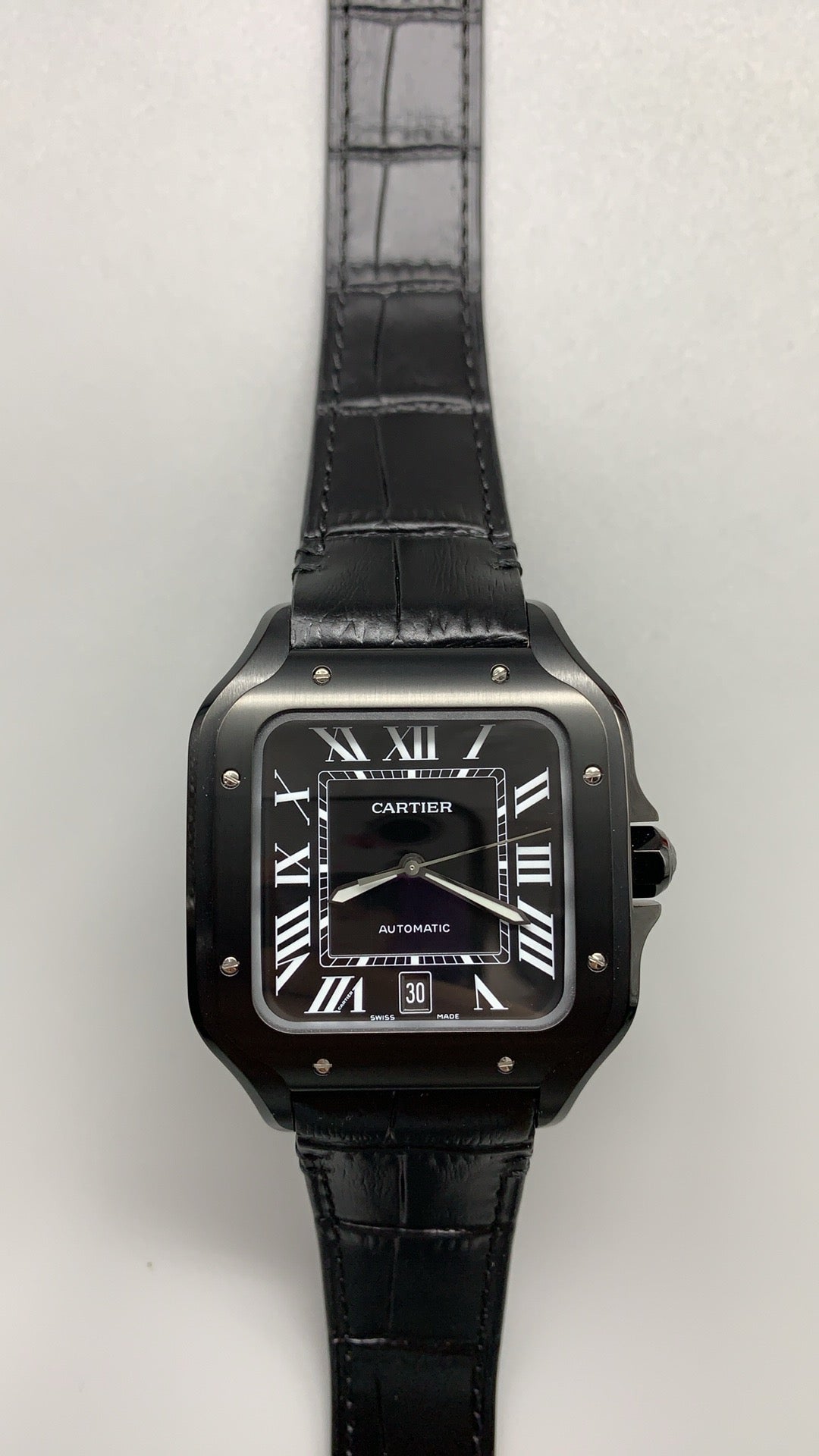 Cartier Santos de Cartier | ขนาด 40 มม. (Large) | สีดำทั้งเรือน | สายหนัง | อัตโนมัติ