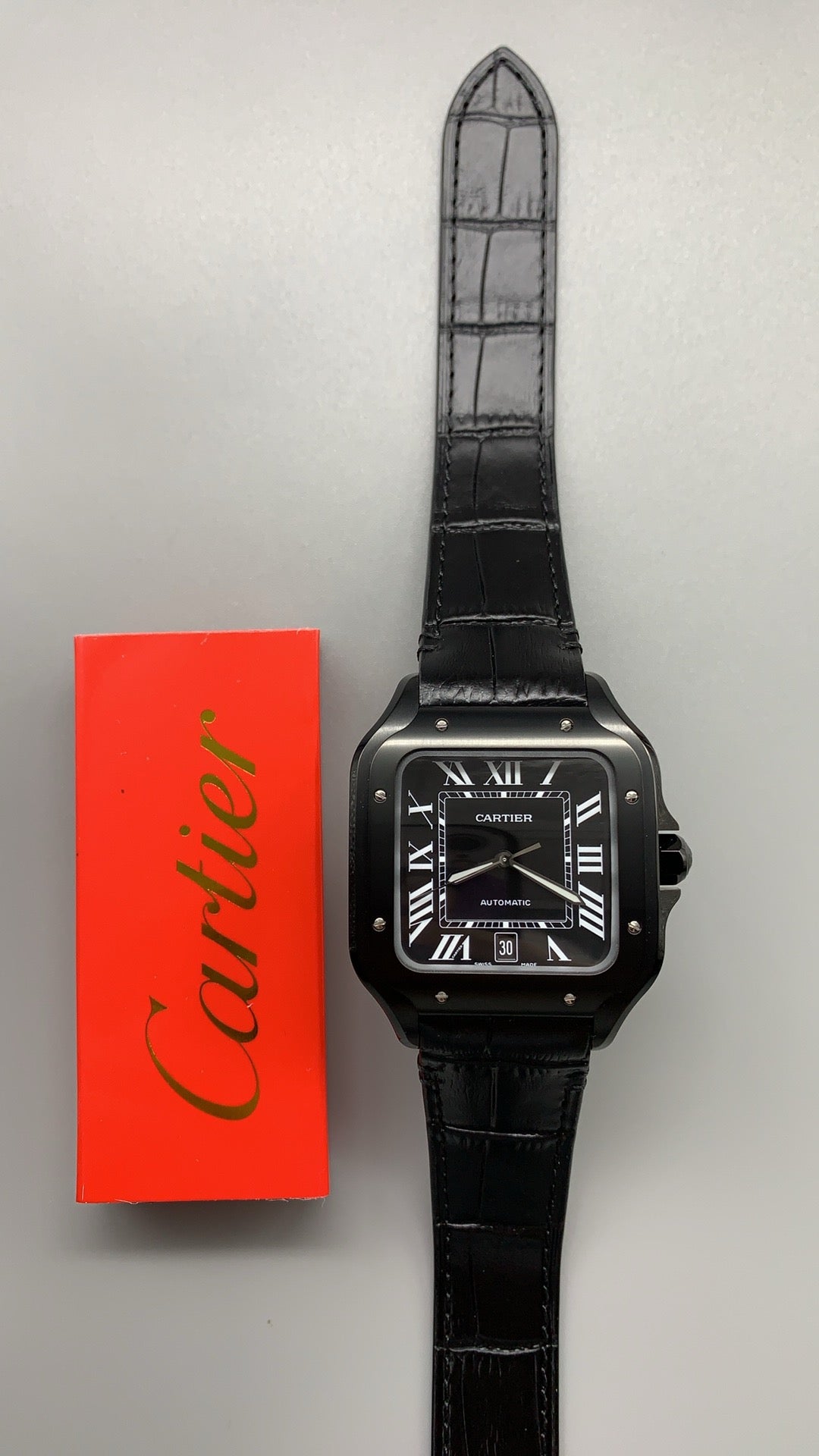 Cartier Santos de Cartier | ขนาด 40 มม. (Large) | สีดำทั้งเรือน | สายหนัง | อัตโนมัติ