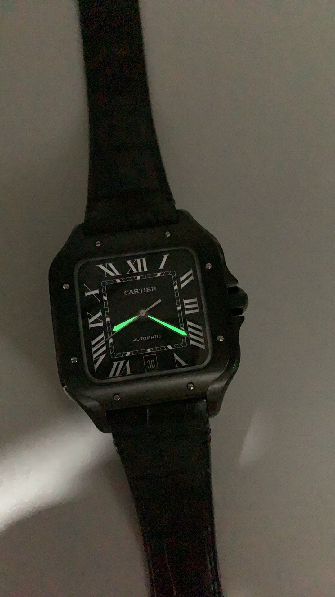 Cartier Santos de Cartier | ขนาด 40 มม. (Large) | สีดำทั้งเรือน | สายหนัง | อัตโนมัติ