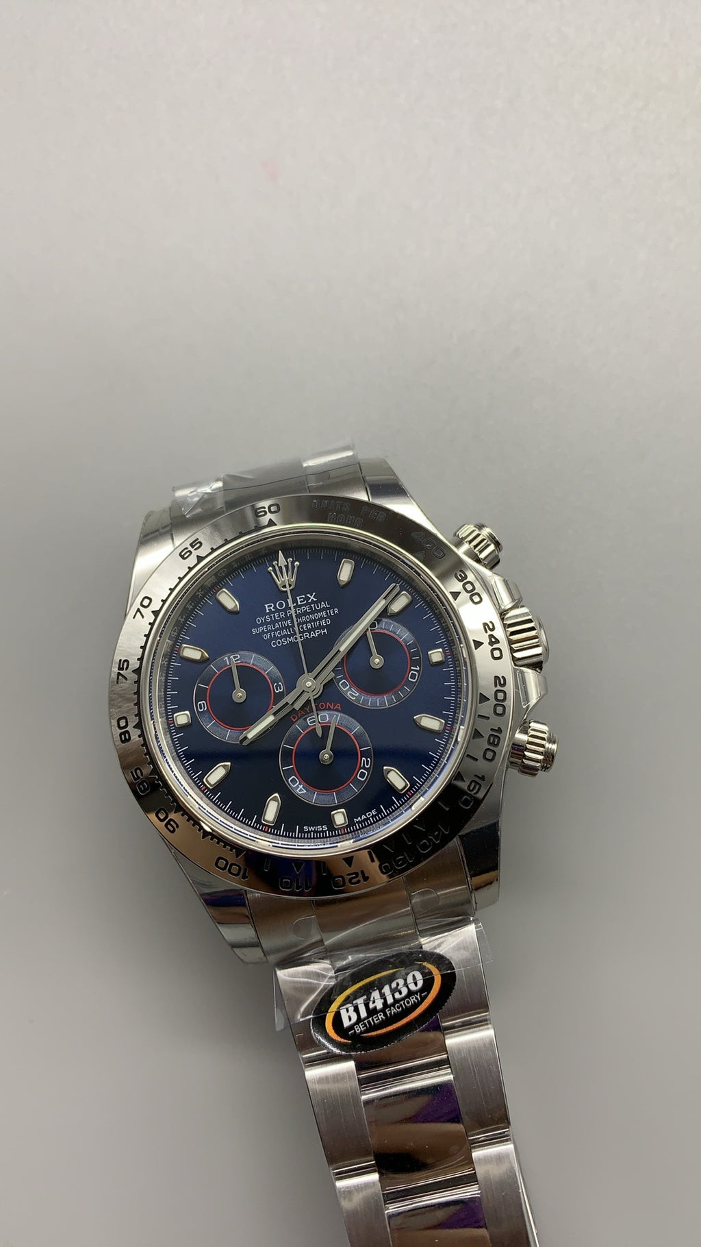 Rolex Daytona 40MM | หน้าปัดสีฟ้า (Ice Blue) | ตัวเรือนสแตนเลสเคลือบสีไวท์โกลด์ PVD