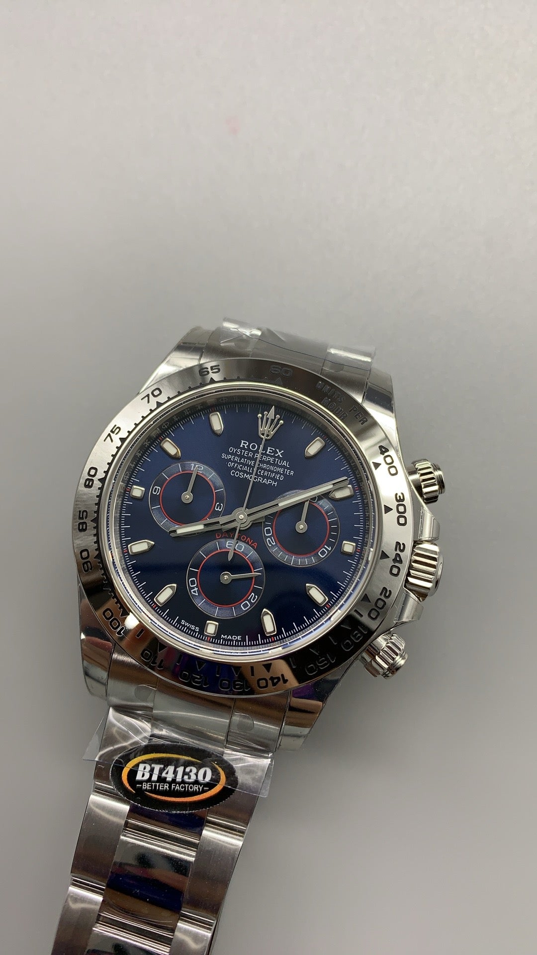Rolex Daytona 40MM | หน้าปัดสีฟ้า (Ice Blue) | ตัวเรือนสแตนเลสเคลือบสีไวท์โกลด์ PVD