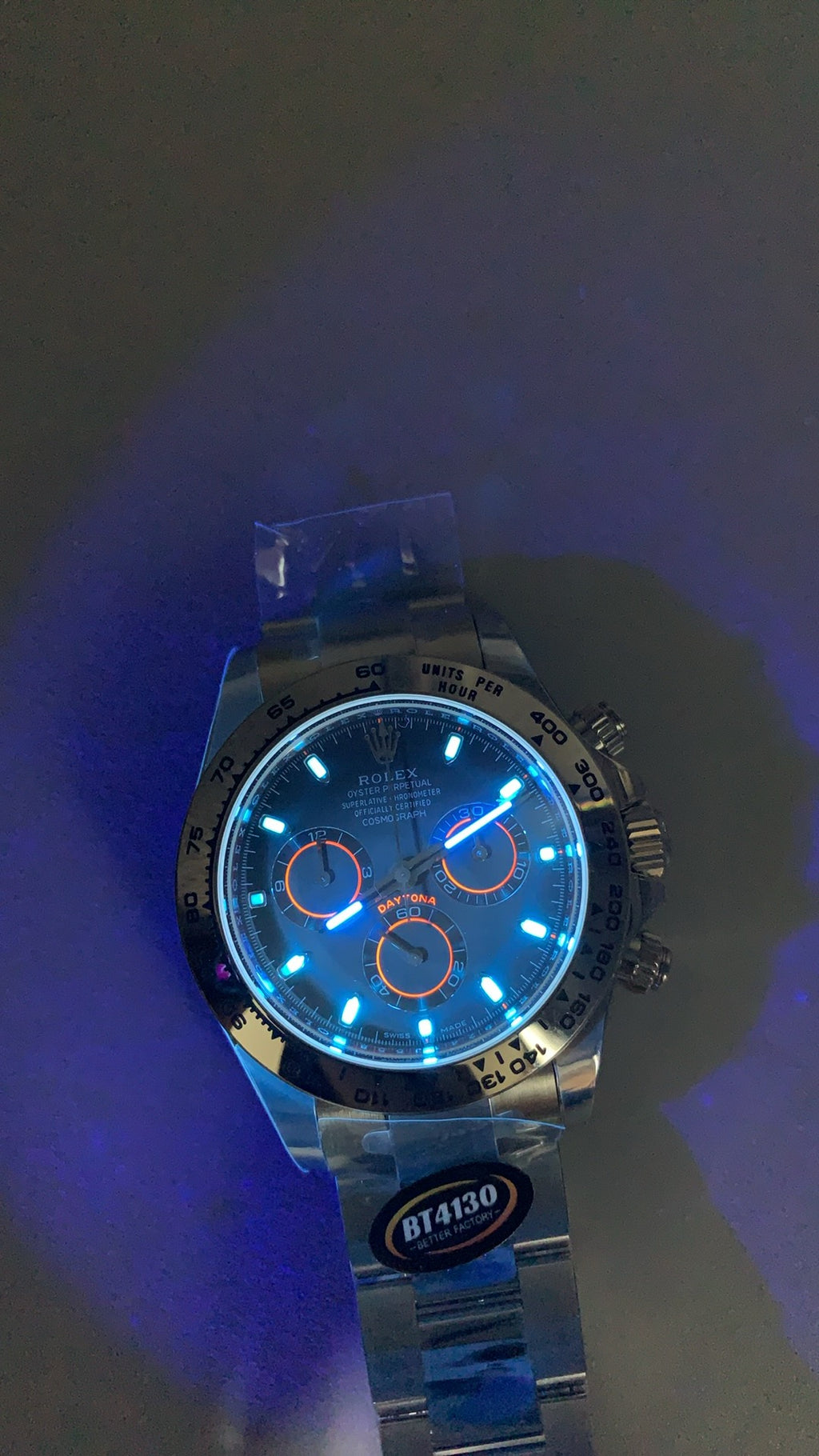 Rolex Daytona 40MM | หน้าปัดสีฟ้า (Ice Blue) | ตัวเรือนสแตนเลสเคลือบสีไวท์โกลด์ PVD