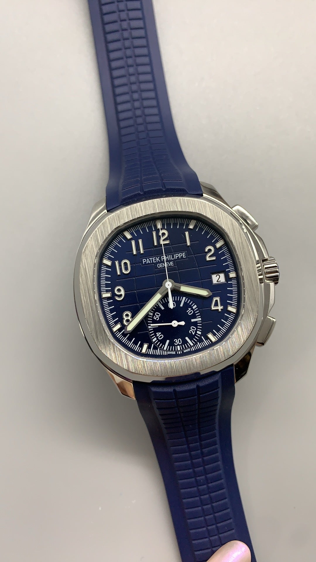 Patek Philippe Aquanaut 5968A | 42.2MM | หน้าปัดสีน้ำเงิน | โครโนกราฟจับเวลา | กลไกอัตโนมัติ Cal.CH 28-520 C