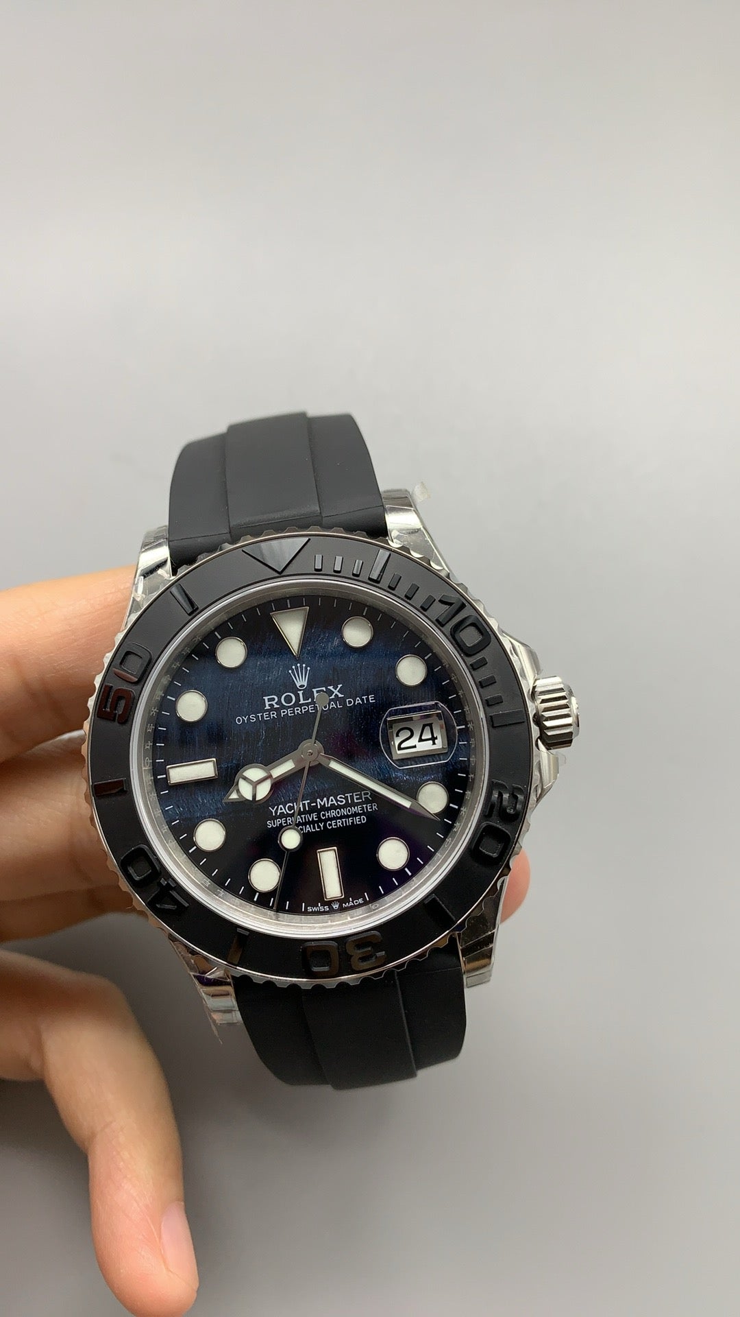Rolex Yacht-Master 42MM | หน้าปัดหินตาเหยี่ยว | ตัวเรือนสแตนเลสเคลือบสีไวท์โกลด์ PVD