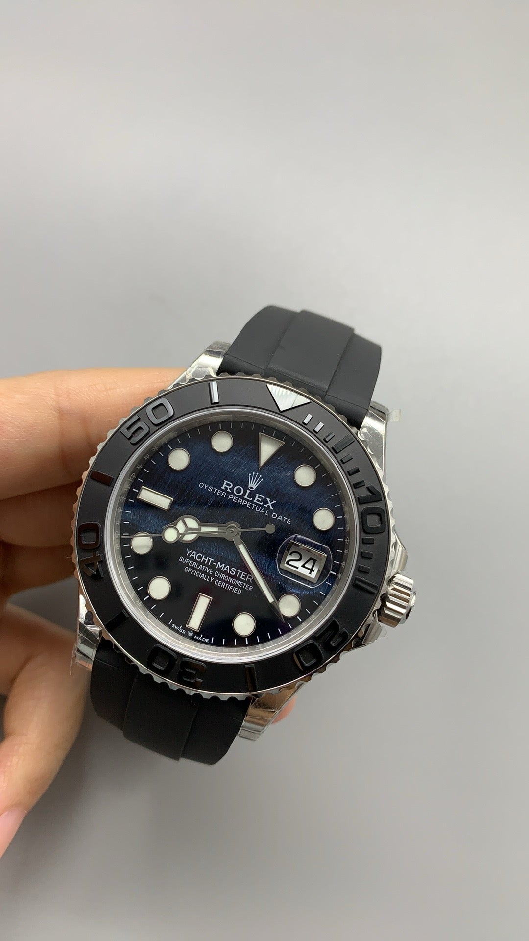 Rolex Yacht-Master 42MM | หน้าปัดหินตาเหยี่ยว | ตัวเรือนสแตนเลสเคลือบสีไวท์โกลด์ PVD