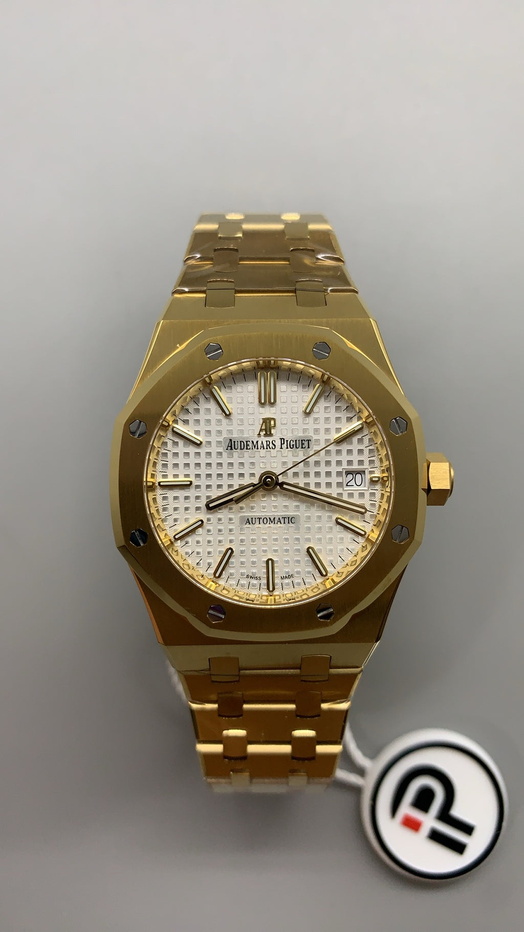 Audemars Piguet Royal Oak 15450 | 37MM | ตัวเรือนสแตนเลสสตีลเคลือบสีทองแบบ PVD | หน้าปัดสีขาว | กลไกอัตโนมัติ Cal.3120