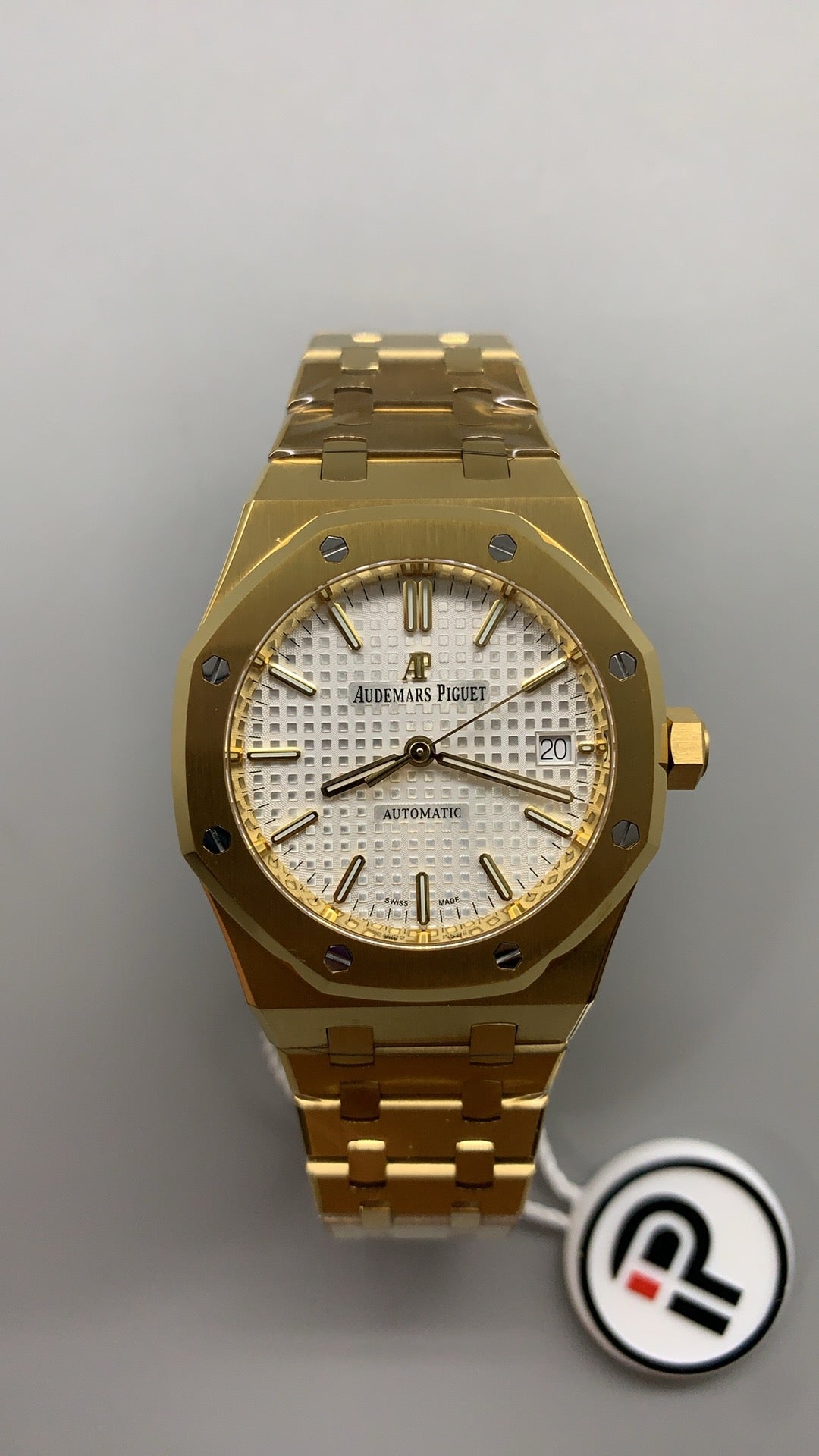 Audemars Piguet Royal Oak 15450 | 37MM | ตัวเรือนสแตนเลสสตีลเคลือบสีทองแบบ PVD | หน้าปัดสีขาว | กลไกอัตโนมัติ Cal.3120