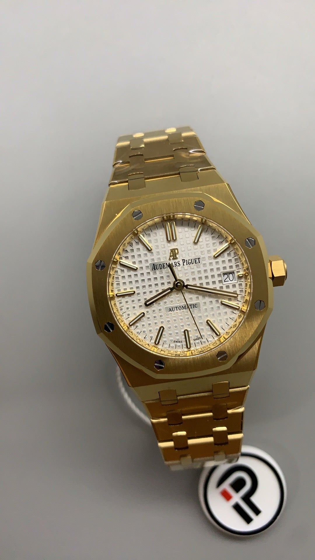 Audemars Piguet Royal Oak 15450 | 37MM | ตัวเรือนสแตนเลสสตีลเคลือบสีทองแบบ PVD | หน้าปัดสีขาว | กลไกอัตโนมัติ Cal.3120