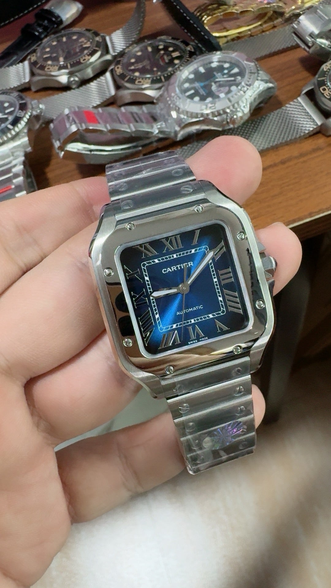 Cartier Santos de Cartier | ขนาด 35 มม. (Medium) | หน้าปัดสีน้ำเงิน | อัตโนมัติ