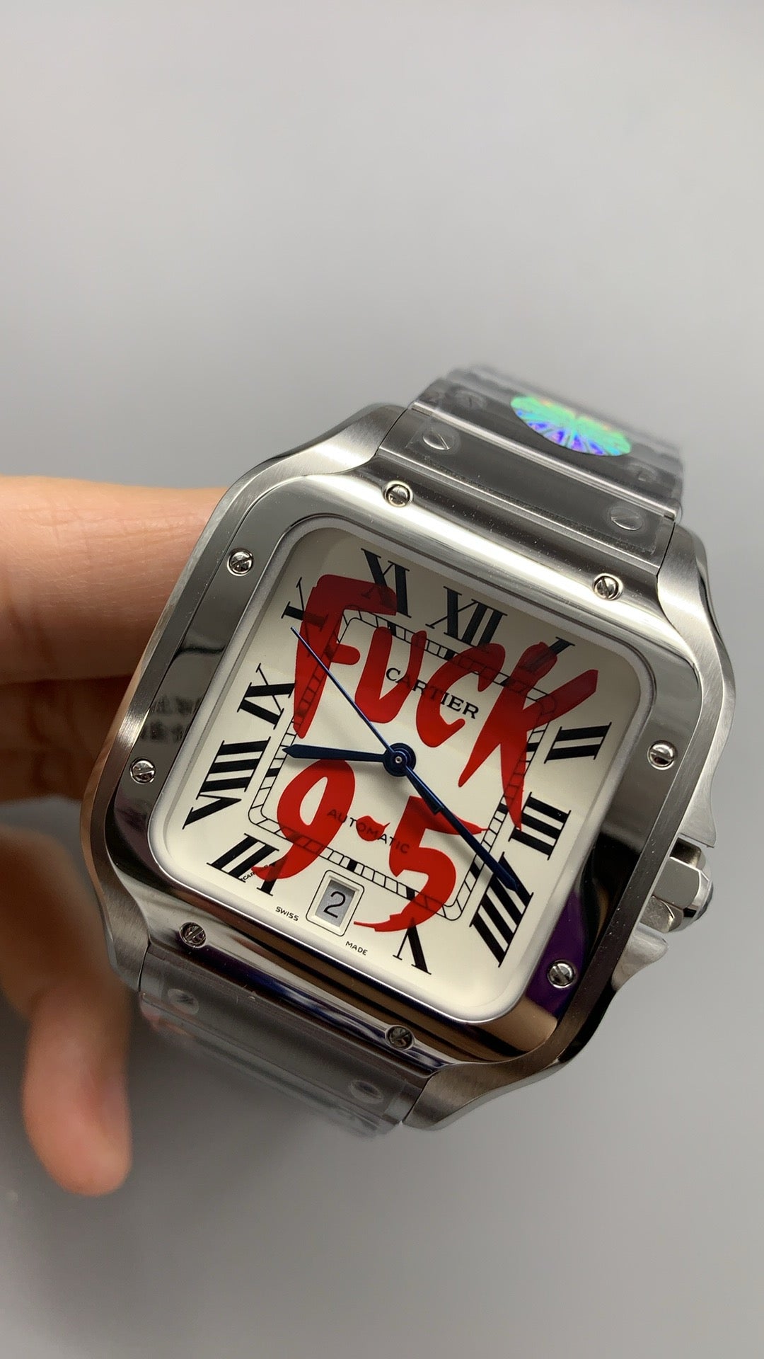 Cartier Santos de Cartier | ขนาด 40 มม. (Large) | หน้าปัดสีขาว | รุ่นแต่งพิเศษ Fuck 9.5 | อัตโนมัติ