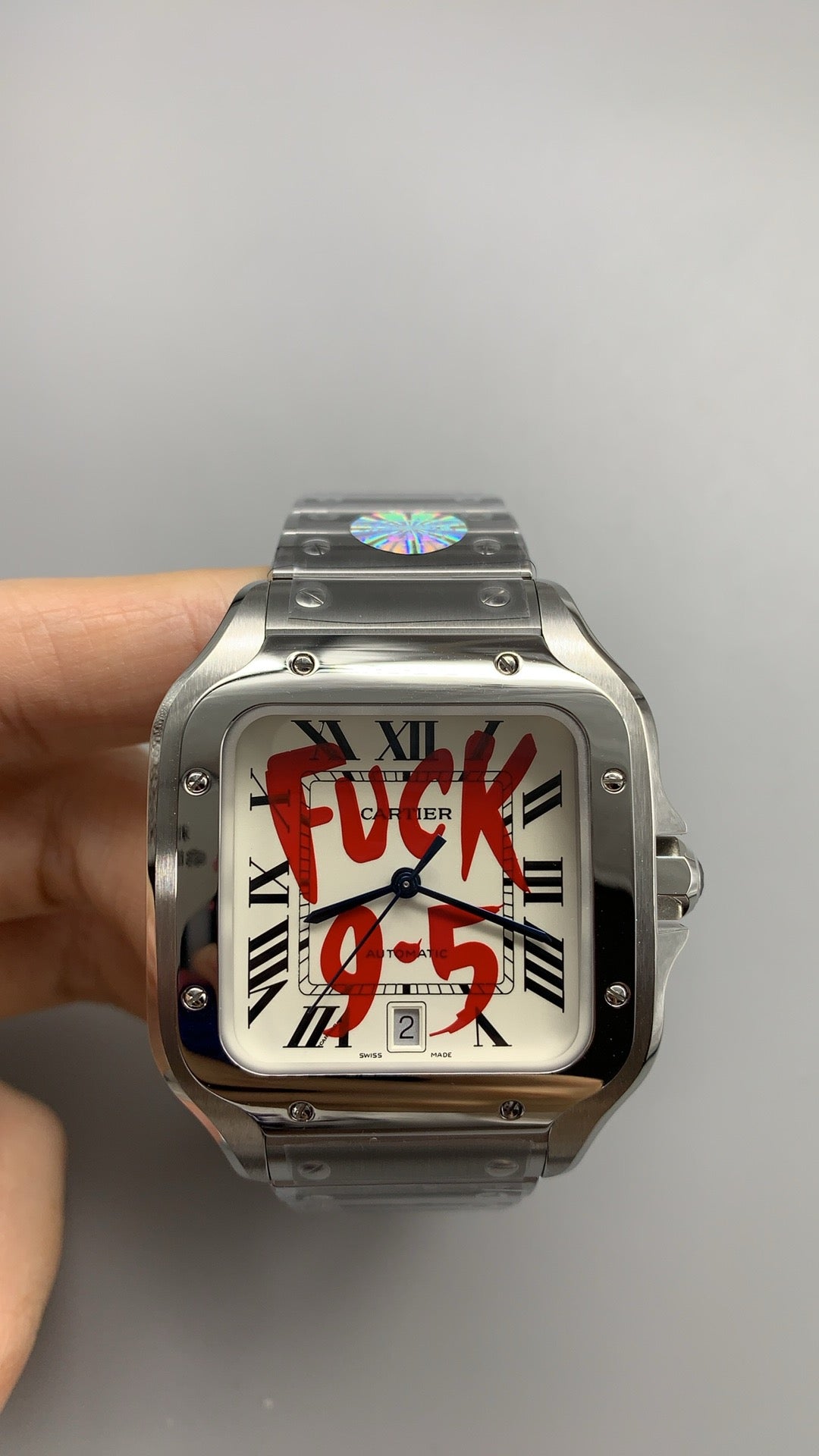 Cartier Santos de Cartier | ขนาด 40 มม. (Large) | หน้าปัดสีขาว | รุ่นแต่งพิเศษ Fuck 9.5 | อัตโนมัติ