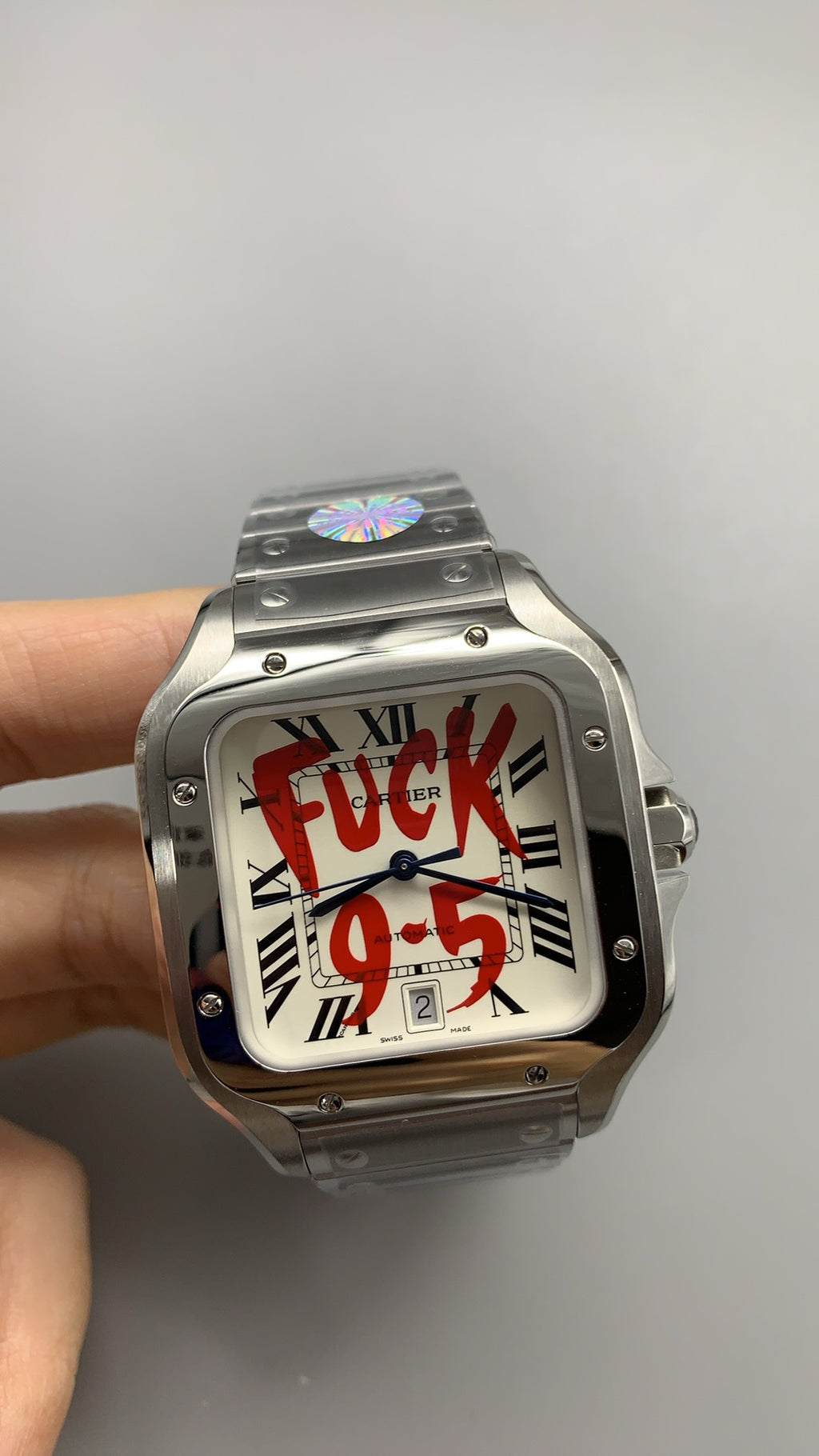 Cartier Santos de Cartier | ขนาด 40 มม. (Large) | หน้าปัดสีขาว | รุ่นแต่งพิเศษ Fuck 9.5 | อัตโนมัติ