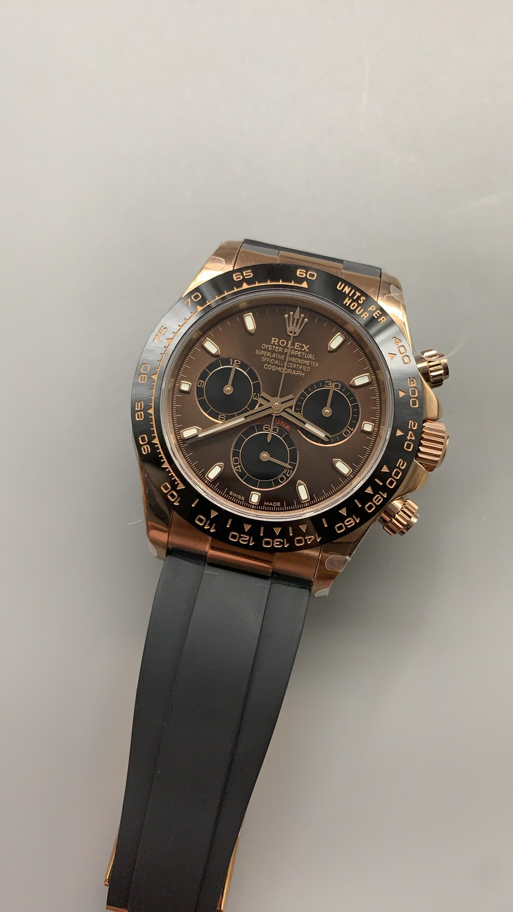 Rolex Daytona 40MM | หน้าปัดสีน้ำตาล | ตัวเรือนสแตนเลสเคลือบสีโรสโกลด์ PVD | กลไกอัตโนมัติ Cal.4130