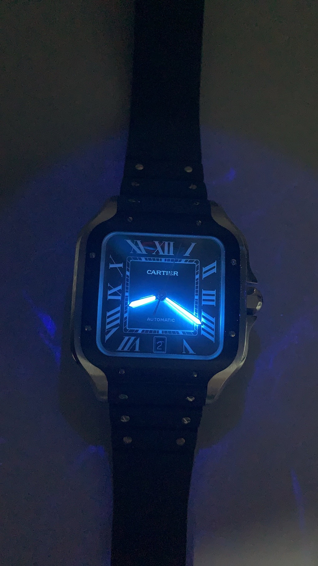 Cartier Santos de Cartier | ขนาด 40 มม. (Large) | ขอบหน้าปัดสีดำ | สายยาง | อัตโนมัติ