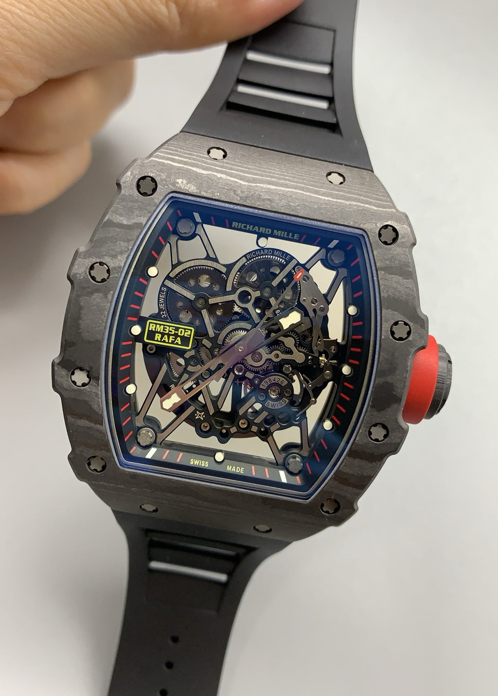 Richard Mille RM35-02 | 42MM | ตัวเรือนคาร์บอนไฟเบอร์ NTPT + ขอบไทเทเนียม | หน้าปัดสเกเลตัน | กลไกอัตโนมัติ RMAL1