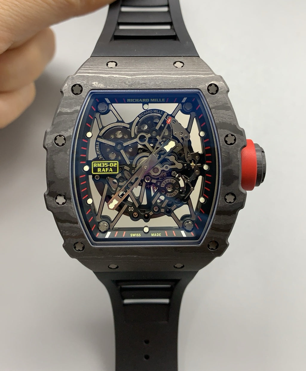 Richard Mille RM35-02 | 42MM | ตัวเรือนคาร์บอนไฟเบอร์ NTPT + ขอบไทเทเนียม | หน้าปัดสเกเลตัน | กลไกอัตโนมัติ RMAL1