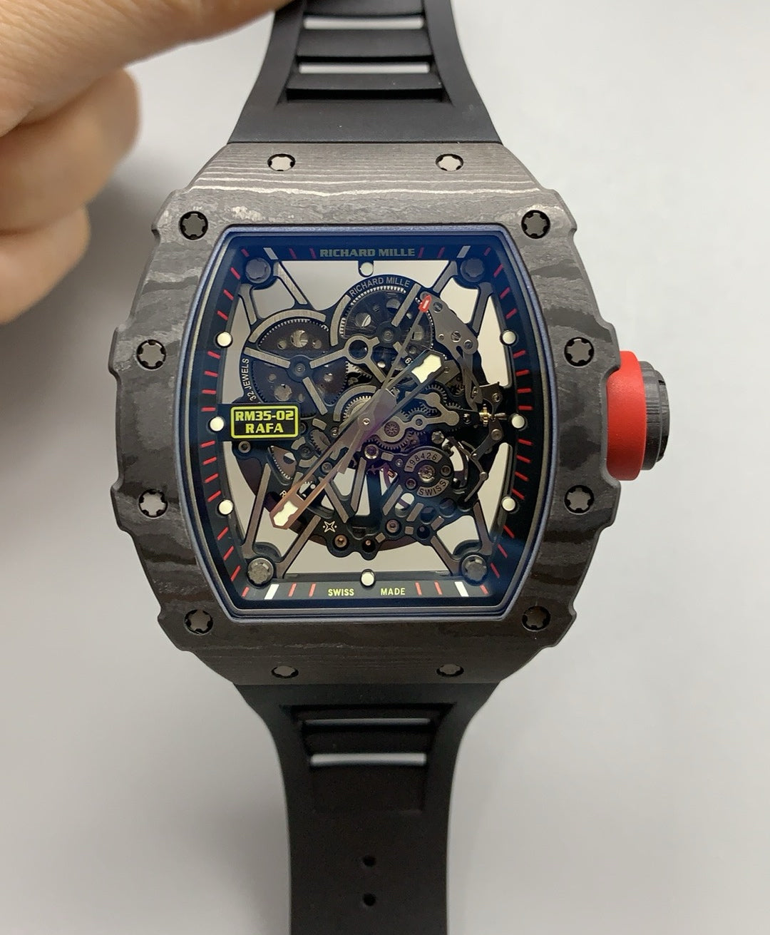 Richard Mille RM35-02 | 42MM | ตัวเรือนคาร์บอนไฟเบอร์ NTPT + ขอบไทเทเนียม | หน้าปัดสเกเลตัน | กลไกอัตโนมัติ RMAL1